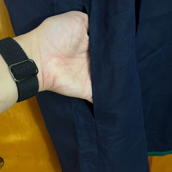 Navy Cotton Embroidered Summer Dress // J. Crew Women's Size L - Picture 4 of 5